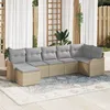 Image de Ensemble 7 piÃ¨ces de canapÃ©s de jardin avec coussins beige en Rattan Poly, CanapÃ© de jardin 2 places avec coussins beige en Rattan Poly