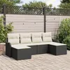 Image de Ensemble De CanapÃ© De Jardin 6 PiÃ¨ces Vidaxl Avec Coussins Noirs En Poly Rattan, CanapÃ© De Jardin 2 Places Vidaxl Avec Coussins Noirs En Poly Rattan