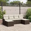 Image de Ensemble De CanapÃ© De Jardin 6 PiÃ¨ces Vidaxl Avec Coussins Marron Rotin SynthÃ©tique, CanapÃ© De Jardin 2 Places Vidaxl Avec Coussins Marron Rotin SynthÃ©tique