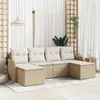 Image de Ensemble De CanapÃ© De Jardin 6 PiÃ¨ces Avec Coussins Beige Poly Rattan Vidaxl, CanapÃ© De Jardin 2 Places Avec Coussins Beige Poly Rattan Vidaxl