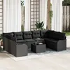Image de Ensemble De CanapÃ©s De Jardin De 10 PiÃ¨ces Avec Coussins Beige Poly Rattan, CanapÃ© De Jardin 2 Places Avec Coussins Noir Poly Rattan