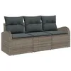 Image de Vidaxl Ensemble De CanapÃ© De Jardin 3 PiÃ¨ces Avec Coussins Gris Poly Rotin