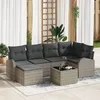 Image de Vidaxl Set De 7 CanapÃ©s De Jardin Avec Coussins Gris En Rattan Poly