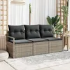Image de Vidaxl Ensemble De CanapÃ© De Jardin 3 PiÃ¨ces Avec Coussins En Rattan Poly Gris, Vidaxl CanapÃ© De Jardin 2 Places Avec Coussins En Rattan Poly Gris