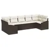 Image de Vidaxl Ensemble De CanapÃ© De Jardin 7 PiÃ¨ces Avec Coussins Marron En Rattan Poly