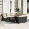 Image de Set De Sofa De Jardin Modulaire De 9 PiÃ¨ces Avec Coussins Noir Poly Rattan Acacia, Sofa De Jardin 2 Places Avec Coussins Noir Poly Rattan
