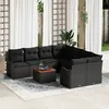 Image de Set De CanapÃ© De Jardin 9 PiÃ¨ces Vidaxl Avec Coussins En Rattan Noir, CanapÃ© De Jardin 2 Places Vidaxl Avec Coussins En Rattan