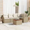 Image de Ensemble De CanapÃ© De Jardin Vidaxl 6 PiÃ¨ces Avec Coussins Beige Rattan Poly Acacia, CanapÃ© De Jardin 2 Places Vidaxl Avec Coussins Beige Rattan Poly