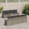 Image de Vidaxl Ensemble De CanapÃ©s De Jardin De 9 PiÃ¨ces Avec Coussins Gris Rattan Poly Acacia, Vidaxl CanapÃ© De Jardin De 2 Places Avec Coussins Gris Rattan Poly