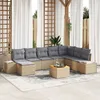Image de Vidaxl Ensemble De CanapÃ© De Jardin 9 PiÃ¨ces Avec Coussins Beige Rotin Poly Acacia