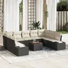 Image de Vidaxl CanapÃ© De Jardin 10 PiÃ¨ces Noir Et CrÃ¨me Rotin, Tissu En Polyester
