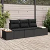 Image de Vidaxl Ensemble De CanapÃ© De Jardin 3 PiÃ¨ces Avec Coussins Noirs En Poly Rattan Et Acacia