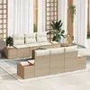 Image de Vidaxl Ensemble De CanapÃ© De Jardin 7 PiÃ¨ces Avec Coussins Beige En Rattan Poly Acacia