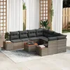 Image de Vidaxl Ensemble De CanapÃ© De Jardin 9 PiÃ¨ces Avec Coussins En Poly Rotin Gris Et Acacia
