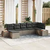 Image de vidaXL Ensemble de canapÃ© jardin 7 piÃ¨ces avec coussins gris poly rotin acacia
