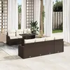 Image de CanapÃ© De Jardin 8 PiÃ¨ces Avec Coussins Marron Rattan Poly, CanapÃ© De Jardin 2 Places Avec Coussins Marron Rattan Poly
