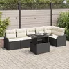 Image de Ensemble De CanapÃ© De Jardin 7 PiÃ¨ces Vidaxl Avec Coussins Noir Poly Rattan, CanapÃ© De Jardin 2 Places Vidaxl Avec Coussins Noir Poly Rattan