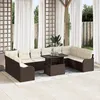 Image de Ensemble de Sofa de Jardin vidaXL 11 piÃ¨ces avec Coussins Marron Poly Rattan, Sofa de Jardin 2 places vidaXL avec Coussins Marron Poly Rattan