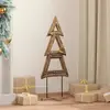 Image de vidaXL Vidaxl Sapin De Noël Avec Support Marron 90 Cm Bois De Teck Solide