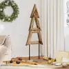 Image de vidaXL Vidaxl Sapin De Noël Avec Support Marron 120 Cm Bois De Teck Solide