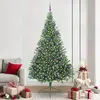 Image de vidaXL Sapin de NoÃ«l artificiel prÃ©-Ã©clairÃ© Vert 240 cm PVC