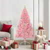 Image de vidaXL Sapin de NoÃ«l artificiel prÃ©-Ã©clairÃ© Rose 150 cm PVC