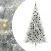 Image de vidaXL Sapin de NoÃ«l artificiel prÃ©-Ã©clairÃ© Argent 240 cm PVC