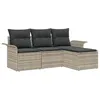 Image de Ensemble De CanapÃ© De Jardin Vidaxl 4 PiÃ¨ces Avec Coussins Gris Clair Rotin Poly, CanapÃ© De Jardin 2 Places Vidaxl Avec Rangement & Coussins Gris Clair Rotin Poly