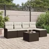 Image de Ensemble De CanapÃ© De Jardin De 5 PiÃ¨ces Avec Coussins Gris En Rattan Poly, CanapÃ© De Jardin 2 Places Avec Rangement&coussins Marron En Rattan Poly