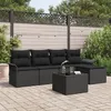 Image de Ensemble De CanapÃ© De Jardin 6 PiÃ¨ces Avec Coussins Beige Rotin SynthÃ©tique, CanapÃ© De Jardin 2 Places Avec Rangement Et Coussins Noir Rotin SynthÃ©tique