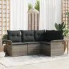 Image de Ensemble De CanapÃ© De Jardin 4 PiÃ¨ces Avec Coussins En Rotin Poly Gris, CanapÃ© De Jardin 2 Places Avec Rangement Et Coussins En Rotin Poly Gris