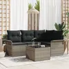 Image de Ensemble De CanapÃ©s De Jardin De 4 PiÃ¨ces Avec Coussins En Poly Rotin Noir, CanapÃ© De Jardin 2 Places Avec Rangement Et Coussins En Poly Rotin Gris