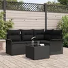 Image de Ensemble De CanapÃ©s De Jardin 5 PiÃ¨ces Avec Coussins Beige En Poly Rattan, CanapÃ© De Jardin 2 Places Avec Rangement & Coussins Noir En Poly Rattan