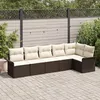 Image de Vidaxl Ensemble De CanapÃ©s De Jardin 6 PiÃ¨ces Avec Coussins Marron Poly Rotin, Vidaxl CanapÃ© De Jardin 2 Places Avec Rangement Et Coussins Marron Poly Rotin