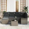 Image de Ensemble De CanapÃ© De Jardin 6 PiÃ¨ces Avec Coussins Noirs En Poly Rotin, CanapÃ© De Jardin 2 Places Avec Rangement Et Coussins Gris En Poly Rotin