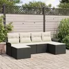 Image de Ensemble de 6 piÃ¨ces de canapÃ©s de jardin avec coussins Noir Poly Rotin, CanapÃ© de jardin 2 places avec rangement et coussins Noir Poly Rotin