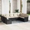 Image de Vidaxl Ensemble De CanapÃ© De Jardin 9 PiÃ¨ces Avec Coussins Noir En Poly Rotin, Vidaxl CanapÃ© De Jardin 2 Places Avec Rangement Et Coussins Noir En Poly Rotin