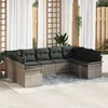 Image de Vidaxl Ensemble De CanapÃ© De Jardin 9 PiÃ¨ces Avec Coussins Gris Rattan Poly, Vidaxl CanapÃ© De Jardin 2 Places Avec Rangement & Coussins Gris Rattan Poly