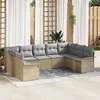Image de Ensemble de 9 CanapÃ©s de Jardin avec Coussins Beige Rattan SynthÃ©tique, CanapÃ© de Jardin 2 Places avec Rangement et Coussins Beige Rattan