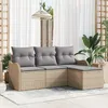 Image de Ensemble De CanapÃ© De Jardin 4 PiÃ¨ces Avec Coussins Beige En Rotin SynthÃ©tique, CanapÃ© De Jardin 2 Places Avec Rangement Et Coussins Beige En Rotin SynthÃ©tique
