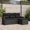 Image de Vidaxl Ensemble De CanapÃ© De Jardin 4 PiÃ¨ces Avec Coussins En Rotin Poly Noir, Vidaxl CanapÃ© De Jardin 2 Places Avec Rangement Et Coussins En Rotin Poly Noir