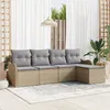 Image de Vidaxl Ensemble De CanapÃ© De Jardin 5 PiÃ¨ces Avec Coussins Beige Poly Rattan, Vidaxl CanapÃ© De Jardin 2 Places Avec Rangement&coussins Beige Poly Rattan