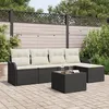 Image de Ensemble de 5 CanapÃ©s de Jardin avec Coussins Rotin SynthÃ©tique Brun, CanapÃ© de Jardin 2 Places avec Rangement & Coussins Rotin SynthÃ©tique Noir