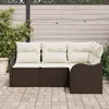 Image de Vidaxl Ensemble De CanapÃ©s De Jardin De 4 PiÃ¨ces Avec Coussins Marron Rotin Poly, Vidaxl CanapÃ© De Jardin 2 Places Avec Rangement & Coussins Marron Rotin Poly
