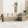 Image de Ensemble De CanapÃ©s De Jardin Vidaxl 5 PiÃ¨ces Avec Coussins Beige Poly Rattan, CanapÃ© De Jardin 2 Places Vidaxl Avec Rangement & Coussins Beige Poly Rattan