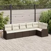 Image de CanapÃ© De Jardin 6 PiÃ¨ces Avec Coussins Marron En Rotin Poly, CanapÃ© 2 Places Avec Rangement Et Coussins Marron En Rotin Poly