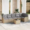 Image de Ensemble De CanapÃ© De Jardin 7 PiÃ¨ces Avec Coussins Noir Poly Rattan, CanapÃ© De Jardin 2 Places Avec Rangement Et Coussins Beige Poly Rattan