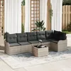 Image de Ensemble De CanapÃ© De Jardin 7 PiÃ¨ces Avec Coussins Gris Poly Rattan, CanapÃ© De Jardin 2 Places Avec Rangement & Coussins Gris Clair Poly Rattan