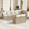 Image de Ensemble De CanapÃ©s De Jardin 8 PiÃ¨ces Avec Coussins Beige En Rattan Poly, CanapÃ© De Jardin 2 Places Avec Rangement Et Coussins Beige En Rattan Poly