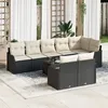 Image de Ensemble De CanapÃ©s De Jardin 8 PiÃ¨ces Avec Coussins En Rotin Poly Brun, CanapÃ© De Jardin 2 Places Avec Rangement Et Coussins En Rotin Poly Noir